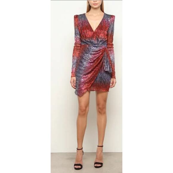 PatBo Lurex Ruched Mini Dress Longsleeve Mini Dress Womens USA 8 - Picture 14 of 14